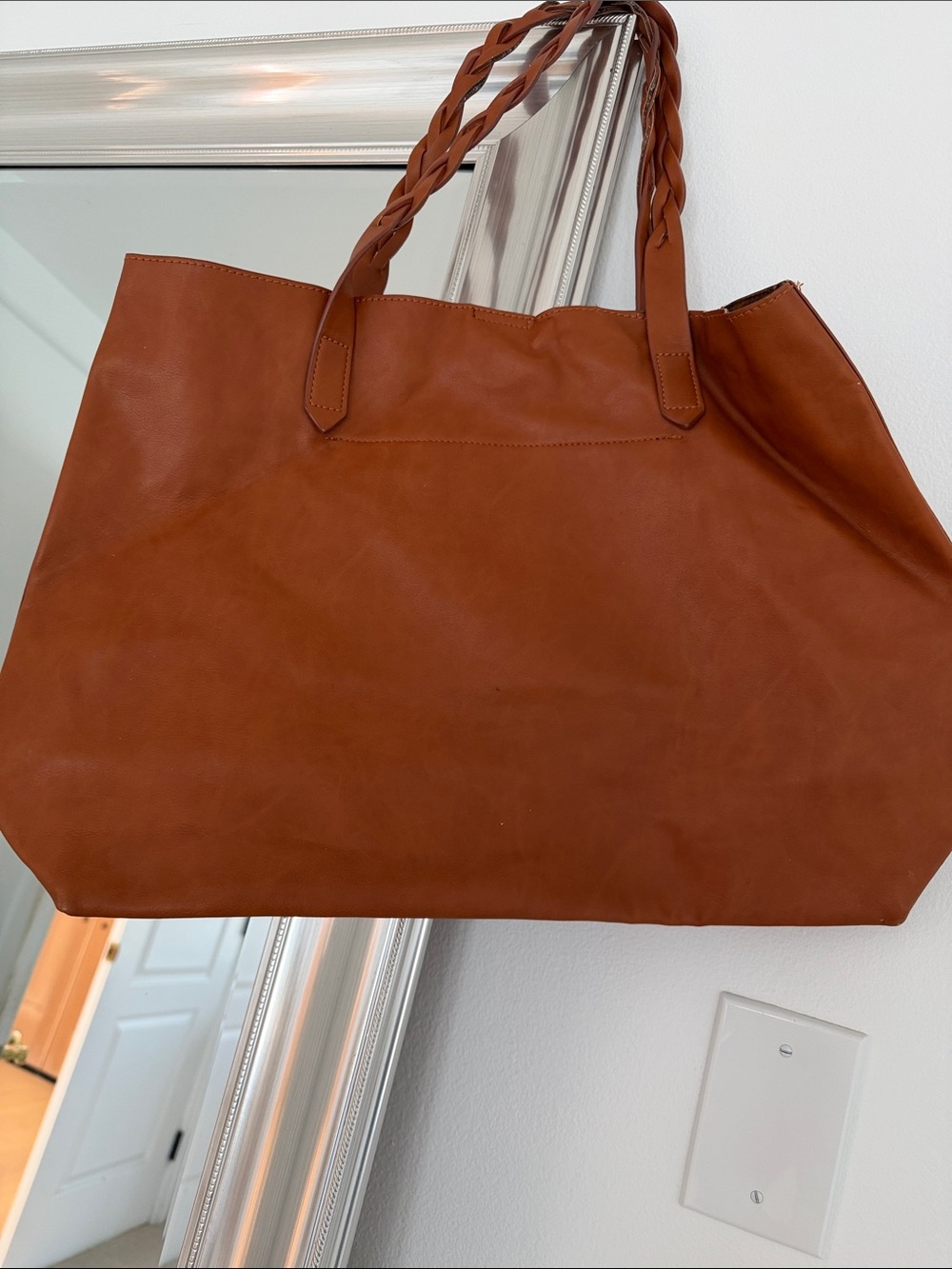 Nordstrom Braided-Handle Tote Bag - Cognac Brown